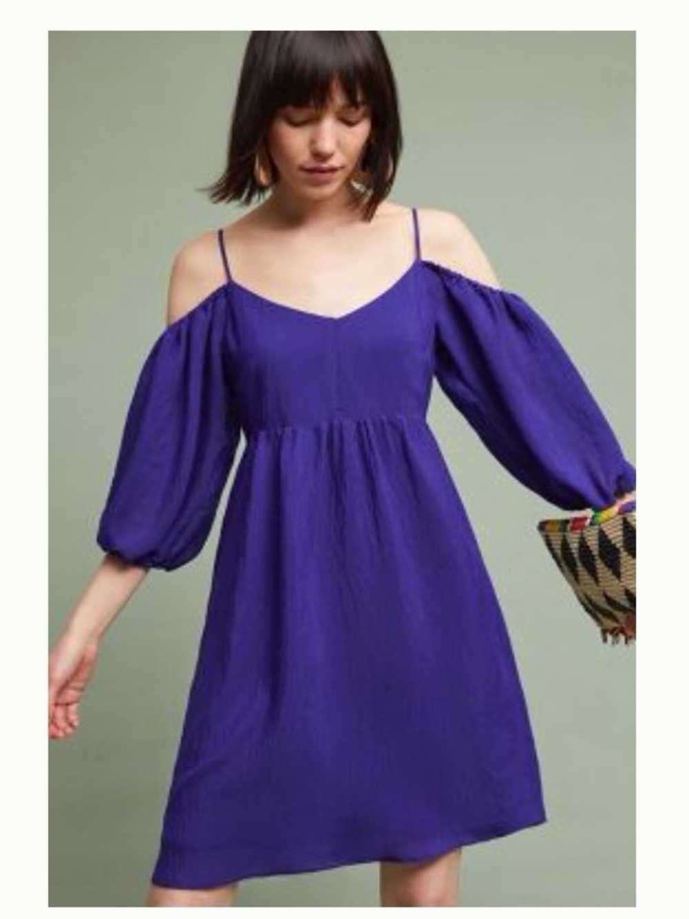 NWT Cold-Shoulder Puff Sleeve Dress in Vibrant Purple Small